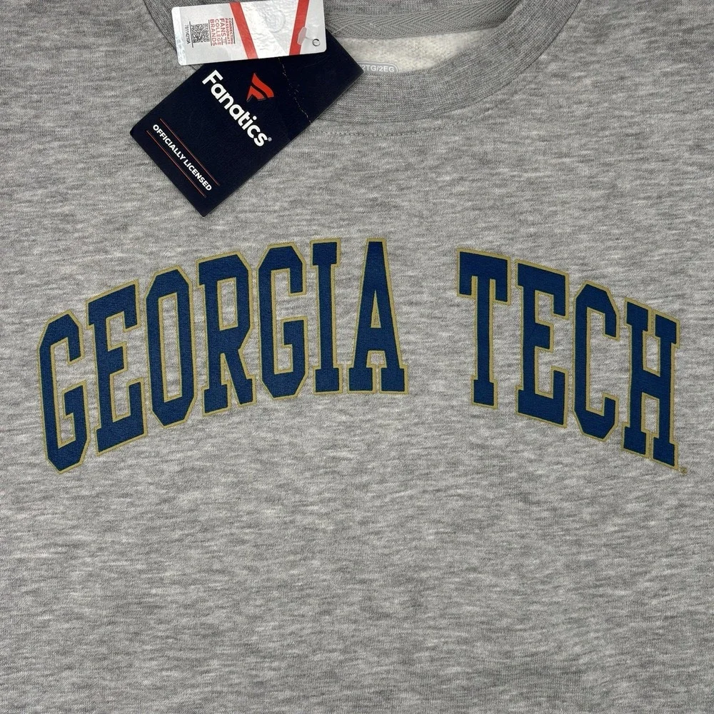 Georgia Tech Yellow Jackets Fanatics Crewneck Sweatshirt Gray Men's 2XL NWT